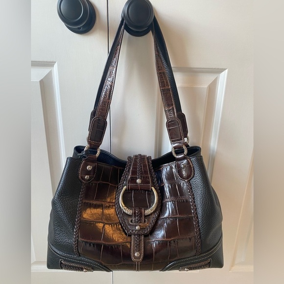 Brighton Handbags - Brighton Croc and Pebbled Leather Satchel Style Handbag